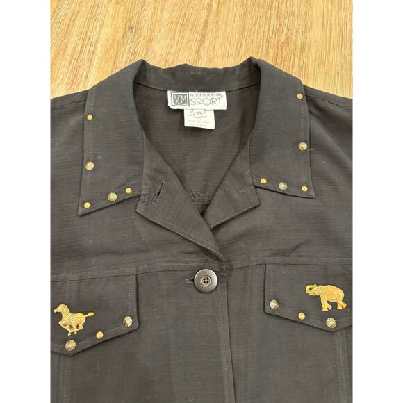 Vintage Tops - VM SLEEVELESS TOP WITH HORSE AND ELEPHEN DETAIL SIZE XL UNIQUE VINTAGE